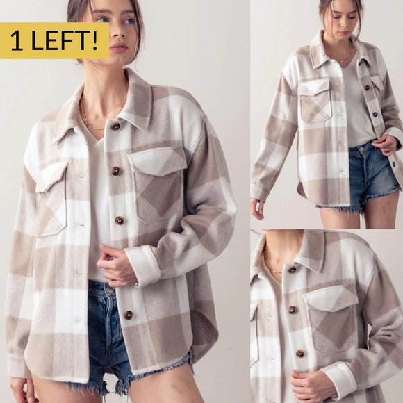 Love Tree Jackets & Coats Kira Plaid Flannel Button Down Shacket